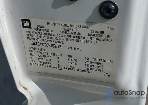 2006 GMC Yukon Slt из США, поврежденный, VIN 1GKEC13Z96R153773